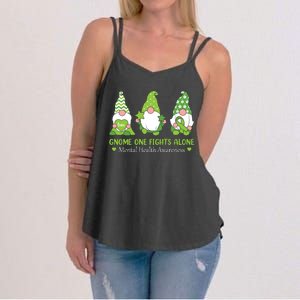 Gnome One Fights Alone Green Mental Health Awareness Women's Strappy Tank