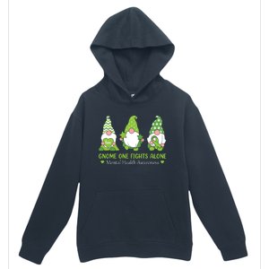 Gnome One Fights Alone Green Mental Health Awareness Urban Pullover Hoodie