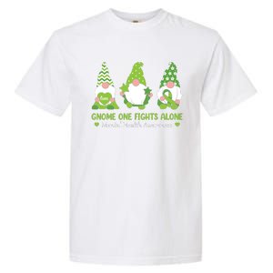 Gnome One Fights Alone Green Mental Health Awareness Garment-Dyed Heavyweight T-Shirt