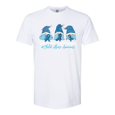 Gnome One Fights Alone Abuse Awareness Blue Ribbon Gift Softstyle® CVC T-Shirt