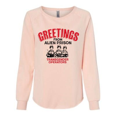 Greetings Operators From Alien Prison Womens California Wash Sweatshirt