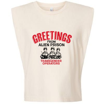 Greetings Operators From Alien Prison Garment-Dyed Women's Muscle Tee