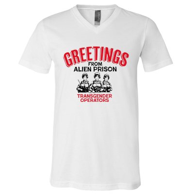 Greetings Operators From Alien Prison V-Neck T-Shirt