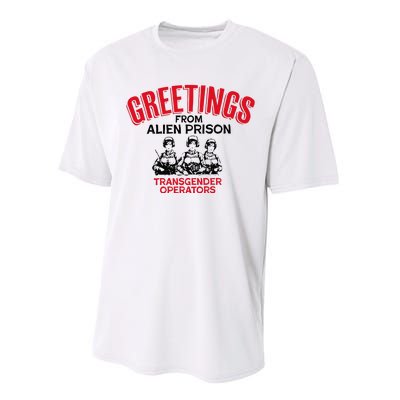 Greetings Operators From Alien Prison Performance Sprint T-Shirt