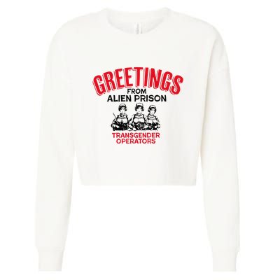 Greetings Operators From Alien Prison Cropped Pullover Crew