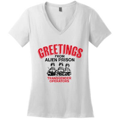 Greetings Operators From Alien Prison Women's V-Neck T-Shirt