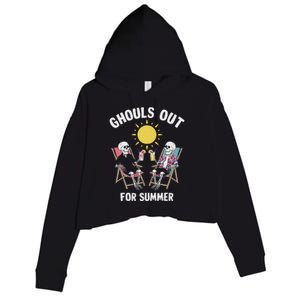 Ghouls Out For Summer Funny Summerween Ghoul Design Crop Fleece Hoodie