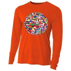 Globe Of Flags World Map Atlas Funny Gift Funny Gift Cooling Performance Long Sleeve Crew