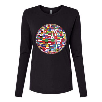 Globe Of Flags World Map Atlas Funny Gift Funny Gift Womens Cotton Relaxed Long Sleeve T-Shirt