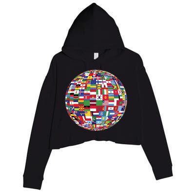 Globe Of Flags World Map Atlas Funny Gift Funny Gift Crop Fleece Hoodie