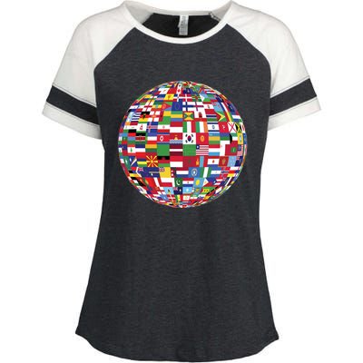 Globe Of Flags World Map Atlas Funny Gift Funny Gift Enza Ladies Jersey Colorblock Tee