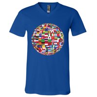 Globe Of Flags World Map Atlas Funny Gift Funny Gift V-Neck T-Shirt