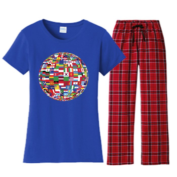 Globe Of Flags World Map Atlas Funny Gift Funny Gift Women's Flannel Pajama Set