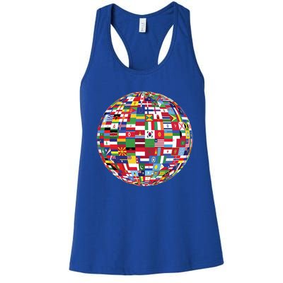 Globe Of Flags World Map Atlas Funny Gift Funny Gift Women's Racerback Tank