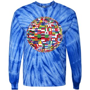 Globe Of Flags World Map Atlas Funny Gift Funny Gift Tie-Dye Long Sleeve Shirt