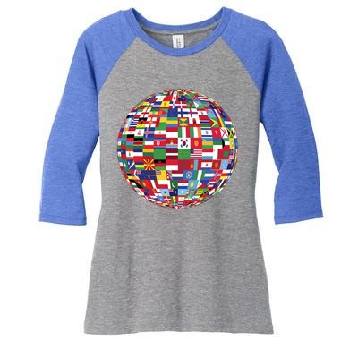 Globe Of Flags World Map Atlas Funny Gift Funny Gift Women's Tri-Blend 3/4-Sleeve Raglan Shirt