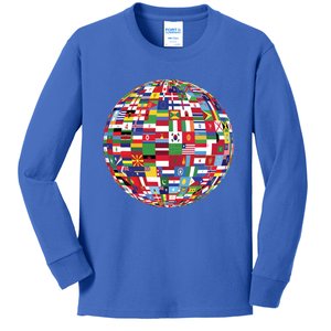 Globe Of Flags World Map Atlas Funny Gift Funny Gift Kids Long Sleeve Shirt