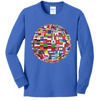 Globe Of Flags World Map Atlas Funny Gift Funny Gift Kids Long Sleeve Shirt