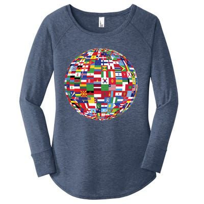 Globe Of Flags World Map Atlas Funny Gift Funny Gift Women's Perfect Tri Tunic Long Sleeve Shirt