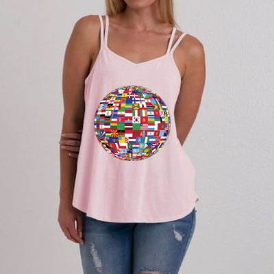 Globe Of Flags World Map Atlas Funny Gift Funny Gift Women's Strappy Tank