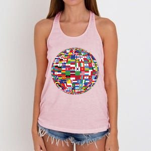 Globe Of Flags World Map Atlas Funny Gift Funny Gift Women's Knotted Racerback Tank