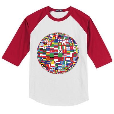 Globe Of Flags World Map Atlas Funny Gift Funny Gift Kids Colorblock Raglan Jersey