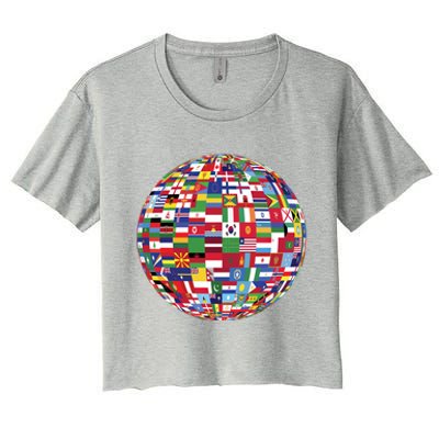 Globe Of Flags World Map Atlas Funny Gift Funny Gift Women's Crop Top Tee