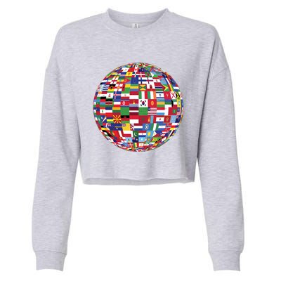 Globe Of Flags World Map Atlas Funny Gift Funny Gift Cropped Pullover Crew