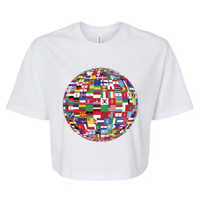 Globe Of Flags World Map Atlas Funny Gift Funny Gift Bella+Canvas Jersey Crop Tee