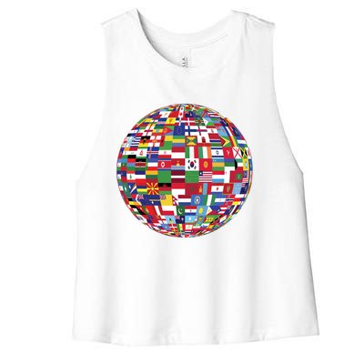 Globe Of Flags World Map Atlas Funny Gift Funny Gift Women's Racerback Cropped Tank