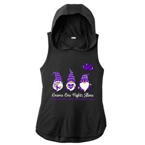 Gnome One Fights Alone Pancreatic Cancer Awareness Ribbon Ladies PosiCharge Tri-Blend Wicking Draft Hoodie Tank