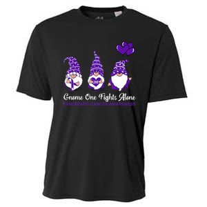 Gnome One Fights Alone Pancreatic Cancer Awareness Ribbon Cooling Performance Crew T-Shirt