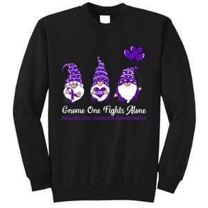 Gnome One Fights Alone Pancreatic Cancer Awareness Ribbon Sweatshirt