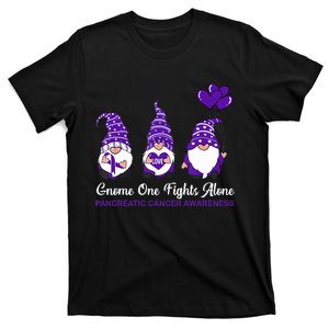 Gnome One Fights Alone Pancreatic Cancer Awareness Ribbon T-Shirt