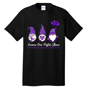 Gnome One Fights Alone Pancreatic Cancer Awareness Ribbon Tall T-Shirt