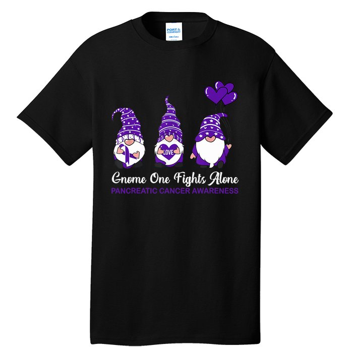 Gnome One Fights Alone Pancreatic Cancer Awareness Ribbon Tall T-Shirt