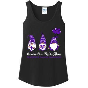 Gnome One Fights Alone Pancreatic Cancer Awareness Ribbon Ladies Essential Tank