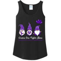 Gnome One Fights Alone Pancreatic Cancer Awareness Ribbon Ladies Essential Tank