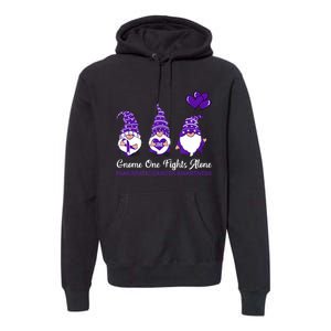 Gnome One Fights Alone Pancreatic Cancer Awareness Ribbon Premium Hoodie