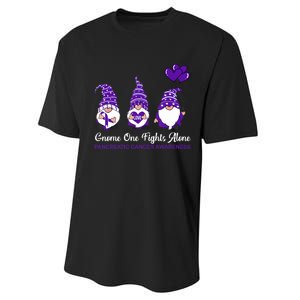 Gnome One Fights Alone Pancreatic Cancer Awareness Ribbon Performance Sprint T-Shirt