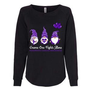 Gnome One Fights Alone Pancreatic Cancer Awareness Ribbon Womens California Wash Sweatshirt