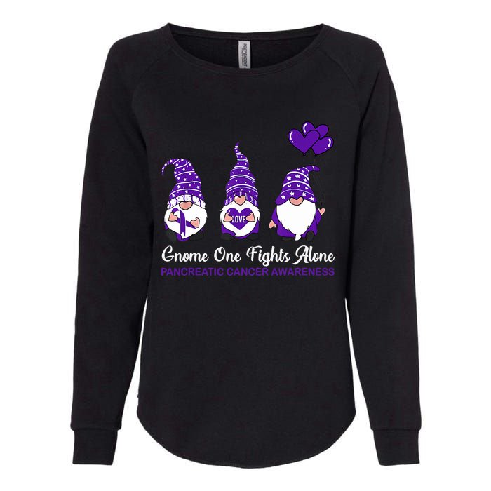 Gnome One Fights Alone Pancreatic Cancer Awareness Ribbon Womens California Wash Sweatshirt