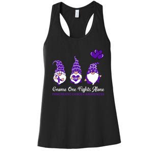 Gnome One Fights Alone Pancreatic Cancer Awareness Ribbon Women's Racerback Tank