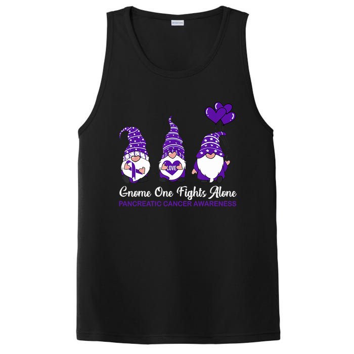 Gnome One Fights Alone Pancreatic Cancer Awareness Ribbon PosiCharge Competitor Tank