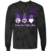 Gnome One Fights Alone Pancreatic Cancer Awareness Ribbon Tie-Dye Long Sleeve Shirt