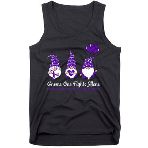 Gnome One Fights Alone Pancreatic Cancer Awareness Ribbon Tank Top