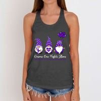 Gnome One Fights Alone Pancreatic Cancer Awareness Ribbon Women's Knotted Racerback Tank