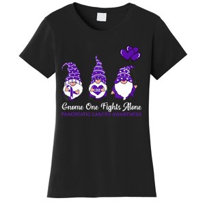 Gnome One Fights Alone Pancreatic Cancer Awareness Ribbon Women's T-Shirt