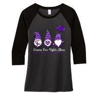 Gnome One Fights Alone Pancreatic Cancer Awareness Ribbon Women's Tri-Blend 3/4-Sleeve Raglan Shirt