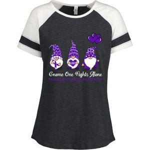 Gnome One Fights Alone Pancreatic Cancer Awareness Ribbon Enza Ladies Jersey Colorblock Tee